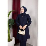 Weak Blue Tesettür Kadın Tunig Pantolon Büyük Beden Şık Takım - Lacivert - 38