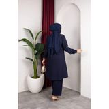 Weak Blue Tesettür Kadın Tunig Pantolon Büyük Beden Şık Takım - Lacivert - 44