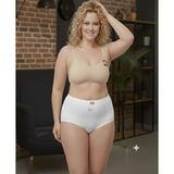 Wear Treasure 6' Lı Beyaz Transferli Yüksek Bel Büyük Beden Ribana Bato Külot - 3XL