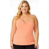Wear Treasure Hnx Pamuklu Yakası Dantel Ince Askılı Kadın Atlet - 2XL - 3XL - Yavruağzı