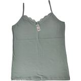 Wear Treasure Hnx Pamuklu Yakası Dantel Ince Askılı Kadın Atlet - 4XL - 53-Yeşil