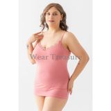 Wear Treasure Hnx Pamuklu Yakası Dantel Ince Askılı Kadın Atlet - 5XL - Açık Gülkurusu