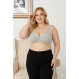 Wear Treasure Kadın Büyük Beden Sütyen C Cup Pamuklu Toparlayıcı Penye Sütyen - 105C - Gri