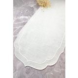 WEARE2 Beyaz Renkli Çift Sargı Nakışlı 40x140 Cm Keten Efektli Runner