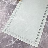 Weare2 Beyaz Renkli Simli Gri Çift Çizgi Nakışlı 40 x 110 cm Keten Efektli Runner - Beyaz - Gri - 40 x 110 cm