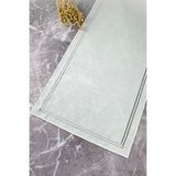 WEARE2 Beyaz Renkli Simli Gri Çift Çizgi Nakışlı 40x110 Cm Keten Efektli Runner