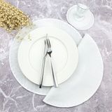 Weare2 Beyaz Renkli Yuvarlak Nakışlı 4 Parça Set Amerikan Servis ve Kokteyl Peçetesi Amerikan Servis - 34 x 34 cm