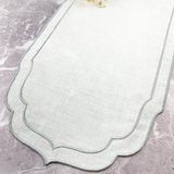 Weare2 Gümüş Gri Renkli Çift Sargı Nakışlı 40 x 140 cm Keten Efektli Runner - 40 x 140 cm