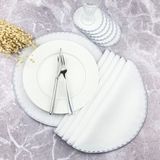 Weare2 Gümüş Gri Renkli Yuvarlak Nakışlı 12 Parça Set Amerikan Servis ve Kokteyl Peçetesi Amerikan Servis - 34 x 34 cm