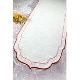 WEARE2 Kırmızı ve Pembe Renkli Pip Studio Uyumlu Çift Sargı Nakışlı 40x140 Cm Keten Efektli Runner