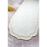 WEARE2 Krem Bej Renkli Çift Sargı Nakışlı 40x140 Cm Keten Efektli Runner