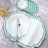 Weare2 Yeşil Renkli Çift Sargı Nakışlı 12 Parça Set Amerikan Servis ve Kokteyl Peçetesi - 35 x 35 cm