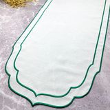 Weare2 Yeşil Renkli Çift Sargı Nakışlı 40 x 140 cm Keten Efektli Runner - 40 x 140 cm