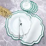 Weare2 Yeşil Renkli Çift Sargı Nakışlı 8 Parça Set Amerikan Servis ve Kokteyl Peçetesi - 35 x 35 cm