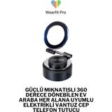 Wearfitpro Güçlü Mıknatıslı 360 Derece Dönebilen Ev Araba Her Alana Uyumlu Elektrikli Vantuz Cep Telefon Tutucu - Gri