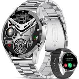 Wearfitpro Yeni Watch Spor Erkek Amoled Ekran Akıllı Saat Arama Yapan,nfc,gps,sağlık Iphone Huawei Uyumlu 8-9 - 44 mm - Gümüş