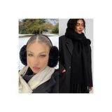 Wearflawless 2'li Takım Peluş Siyah Kulaklık ve Soft Atkı Takımı,Kışlık Kulaklık ve Atkı,Sevgililer Günü Hediyesi