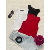 Wearflawless 3'lü Adet Kadın Halter Yaka Fitilli Askılı Sıfır Kol Crop Bluz - Siyah - Beyaz - Kırmızı