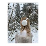 Wearflawless Beyaz Kadın Peluş Kulaklık Yumuşak Kürklü Katlanabilir Kulak Isıtıcı Kışlık Kulaklık