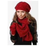 Wearflawless Bordo Kadın Kışlık 3'Lü Set Atkı, Bere Ve Eldiven Takımı