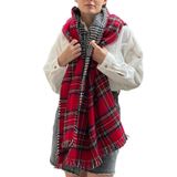 Wearflawless Ekose Desenli Yün Dokulu Çift Taraflı Atkı Şal ekoseli Tek Ebat