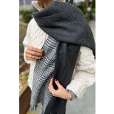 Wearflawless Ekose Desenli Yün Dokulu Çift Taraflı Atkı Şal gri Tek Ebat