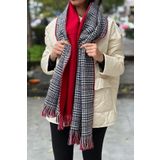 Wearflawless Ekose Desenli Yün Dokulu Çift Taraflı Atkı Şal kırmızı Tek Ebat