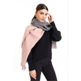 Wearflawless Ekose Desenli Yün Dokulu Çift Taraflı Atkı Şal pudra Tek Ebat