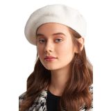 Wearflawless Fransız Ressam Bere Yün Keçe Ressam Şapka Bere Ekru Beyaz Beyaz Standart