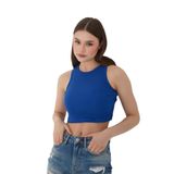 Wearflawless Halter Yaka Fitilli Crop Atlet Bluz (Mavi, S)