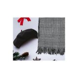 Wearflawless Kadın 2'li Set Siyah Atkı Ve Ressam Beresi Seti, Yılbaşı Hediyesi, Çift Taraflı Atkı, Ressam Bere