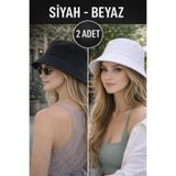 Wearflawless Kadın 2'Li Set Siyah Ve Beyaz Bucket Şapka, Kova Şapka, Trend Yazlık Günlük Şapka