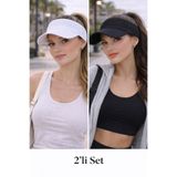 Wearflawless Kadın 2'li Set Vizör Üstü Açık Şapka, Siperli Şapka,Yazlık Güneş Koruyucu Vizör Şapka, Tenis Şapkası