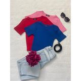 Wearflawless Kadın 3 Lü Adet Fitilli Pamuklu Bisiklet Yaka Örme Kaşkorse Crop T-Shirt - Mavi - Pembe - Kırmızı