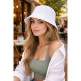 Wearflawless Kadın Beyaz Bucket Şapka, Yazlık Kova Şapka, Günlük Bucket/Fisher Şapka