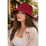 Wearflawless Kadın Bucket Şapka, Yazlık Bordo Kova Şapka, Günlük Bucket/Fisher Şapka