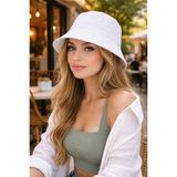 Wearflawless Kadın Bucket Şapka, Yazlık Kova Şapka, Günlük Bucket/fisher Şapka - Standart - Beyaz