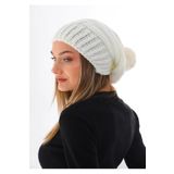Wearflawless Kadın Kalın Örgü Ponponlu Bere Beyaz Standart
