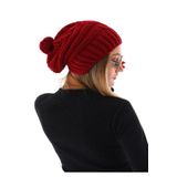 Wearflawless Kadın Kalın Örgü Ponponlu Bere Bordo Standart