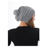Wearflawless Kadın Kalın Örgü Ponponlu Bere Gri Standart