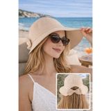 Wearflawless Kadın Keten Bucket Fiyonklu Bej Yazlık Plaj Şapkası, Ayarlanabilir Geniş Kenarlı Tatil Şapkası