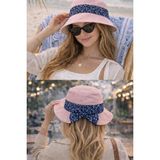 Wearflawless Kadın Keten Bucket Fiyonklu Yazlık Plaj Şapkası, Ayarlanabilir Geniş Kenarlı Tatil Şapkası - Standart - Pembe