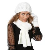 Wearflawless Kadın Kışlık 3'lü Atkı, Bere ve Eldiven Takımı Beyaz Standart