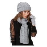 Wearflawless Kadın Kışlık 3'lü Atkı, Bere ve Eldiven Takımı Gri Standart