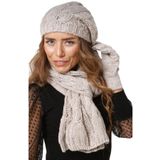 Wearflawless Kadın Kışlık 3'lü Atkı, Bere ve Eldiven Takımı Taş Standart