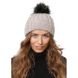 Wearflawless Kadın Kışlık Bere, Yumuşak Akrilik, Ponponlu, Triko Örgü, Düz Desen Ponponlu Bere (Bej, Standart)