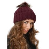 Wearflawless Kadın Kışlık Bere, Yumuşak Akrilik, Ponponlu, Triko Örgü, Düz Desen Ponponlu Bere (Bordo, Standart)
