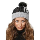 Wearflawless Kadın Kışlık Bere, Yumuşak Akrilik, Ponponlu, Triko Örgü, Düz Desen Ponponlu Bere (Gri Simli, Standart)