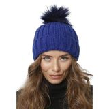 Wearflawless Kadın Kışlık Bere, Yumuşak Akrilik, Ponponlu, Triko Örgü, Düz Desen Ponponlu Bere (Mavi, Standart)