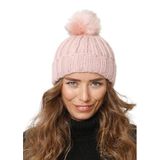Wearflawless Kadın Kışlık Bere, Yumuşak Akrilik, Ponponlu, Triko Örgü, Düz Desen Ponponlu Bere (Pembe, Standart)